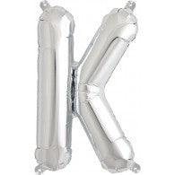 Small Letter Balloon K - 41cm Silver - Air filled only