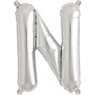 Small Letter Balloon N - 41cm Silver - Air filled only