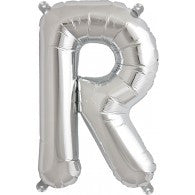 Small Letter Balloon R - 41cm Silver - Air filled only