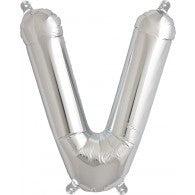 Small Letter Balloon V - 41cm Silver - Air filled only