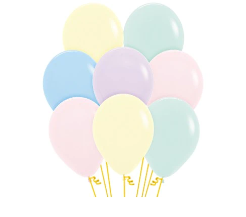 Pastel Balloons Assorted Matte ~ Singles ~ Pack ~ Helium Filled ~ Flat