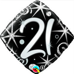 21st Bithday Balloon - Silver & Black