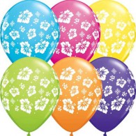 Tropical Hibiscus Balloons Assorted - Singles or Packs - Helium Filled or Flat