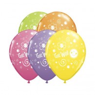 Get Well Balloons Floral Assorted - Singles or Packs - Helium Filled or Flat
