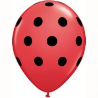 Polka Dot / Ladybug Balloons Red w/ Black Dots - Singles or Packs - Helium Filled or Flat