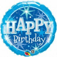Happy Birthday Balloon Blue Sparkle