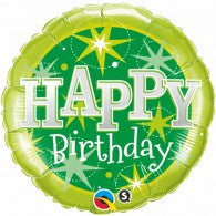 Happy Birthday Balloon Green Sparkle