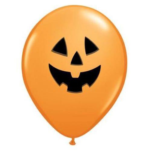 Pumpkin Face Balloons - Singles or Packs - Helium Filled or Flat