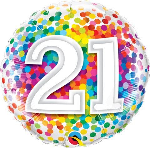 21st Birthday Balloon - Confetti