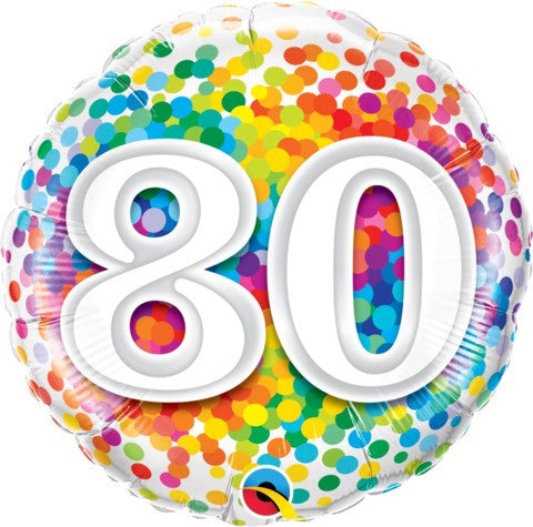 80th Birthday Balloon - Confetti