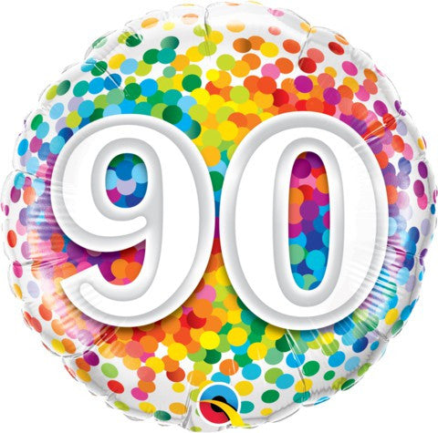 90th Birthday Balloon - Confetti