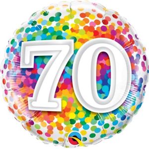 70th Birthday Balloon - Confetti