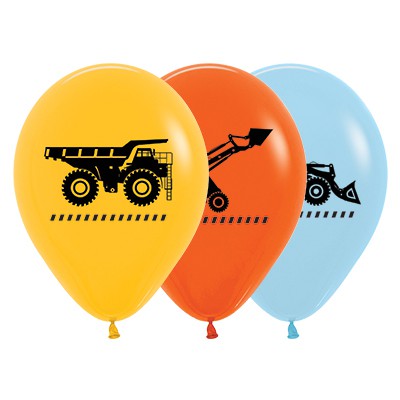 Construction Balloons Assorted - Singles or Packs - Helium Filled or Flat