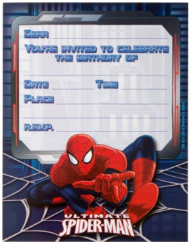 Spiderman Party Invitations 8pk