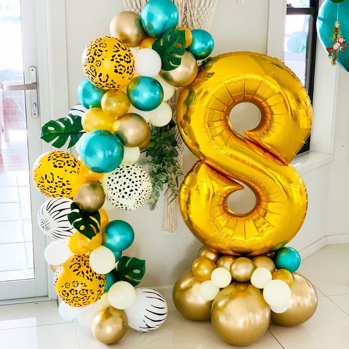 Large Number Balloon with Garland | Jungle Theme