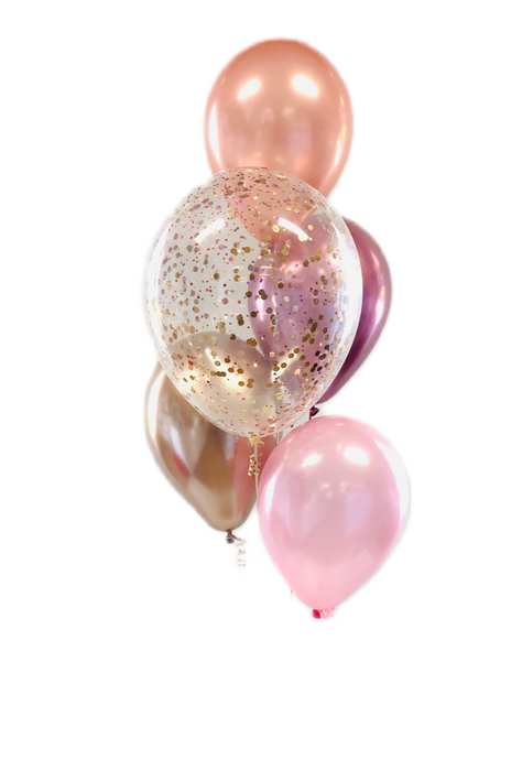 Five Balloon Bouquet with Large Confetti - Choose Your Colours