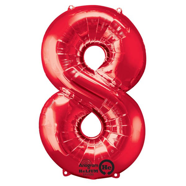 Large Number 8 Balloon - Red