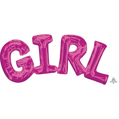 Word Girl Balloon - Pink - Air Fill Only (small)