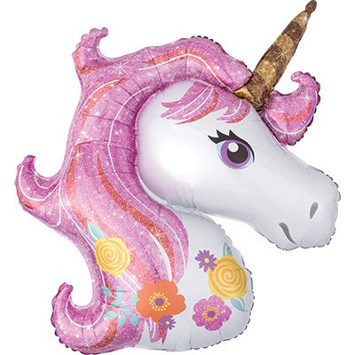 Unicorn Balloon with Floral Design - Helium Filled or Flat